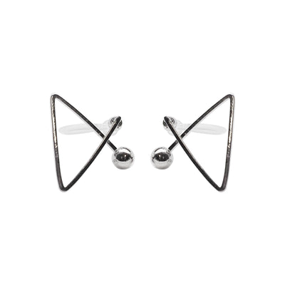 Silver Geometric Triangle Invisible Clip On Stud Earrings - Miyabi Grace