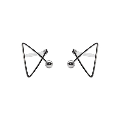 Silver Geometric Triangle Invisible Clip On Stud Earrings - Miyabi Grace