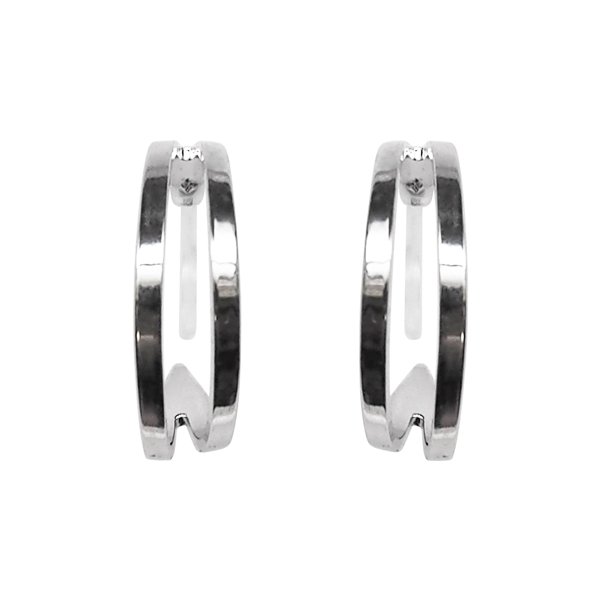 Silver Two Invisible Clip On Hoop Earrings - Miyabi Grace