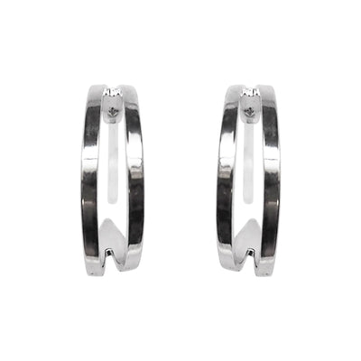 Silver Two Invisible Clip On Hoop Earrings - Miyabi Grace