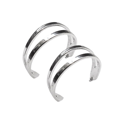 Silver Two Invisible Clip On Hoop Earrings - Miyabi Grace