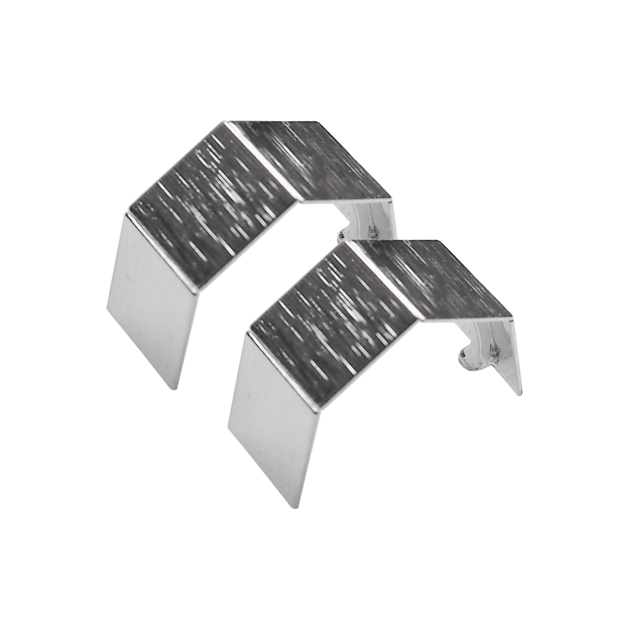 Silver Wide Curved Invisible Clip On Hoop Earrings - Miyabi Grace