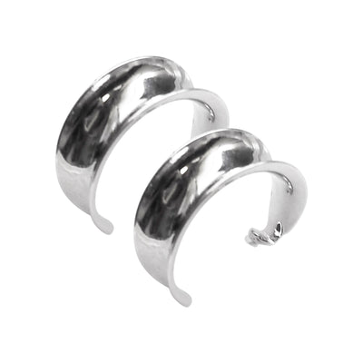 Silver Large Wide Invisible Clip On Hoop Earrings - Miyabi Grace