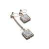 Asymmetric Square Marble Faux White Stone Invisible Clip On Earrings - miyabigracejewelry.com