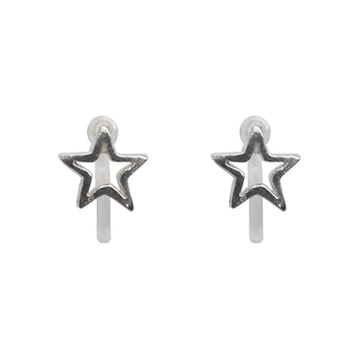 925 Sterling Silver Star Invisible Clip On Stud Earrings - Miyabi Grace