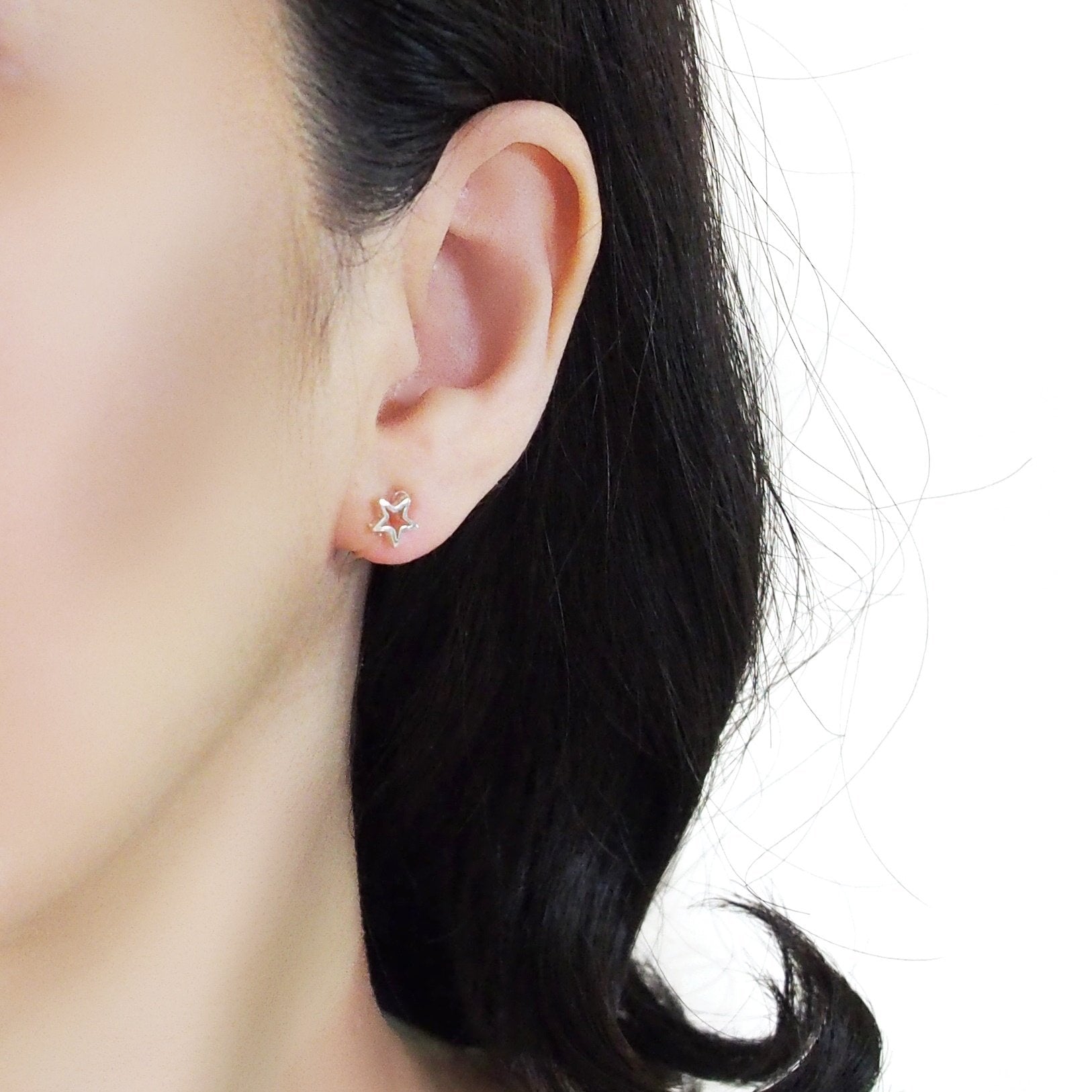 925 Sterling Silver Star Invisible Clip On Stud Earrings - Miyabi Grace