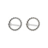 925 Sterling Silver Textured Circle Invisible Clip On Stud Earrings - Miyabi Grace
