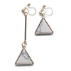 Asymmetric Triangle Marble Faux White Stone Invisible Clip On Earrings - miyabigracejewelry.com