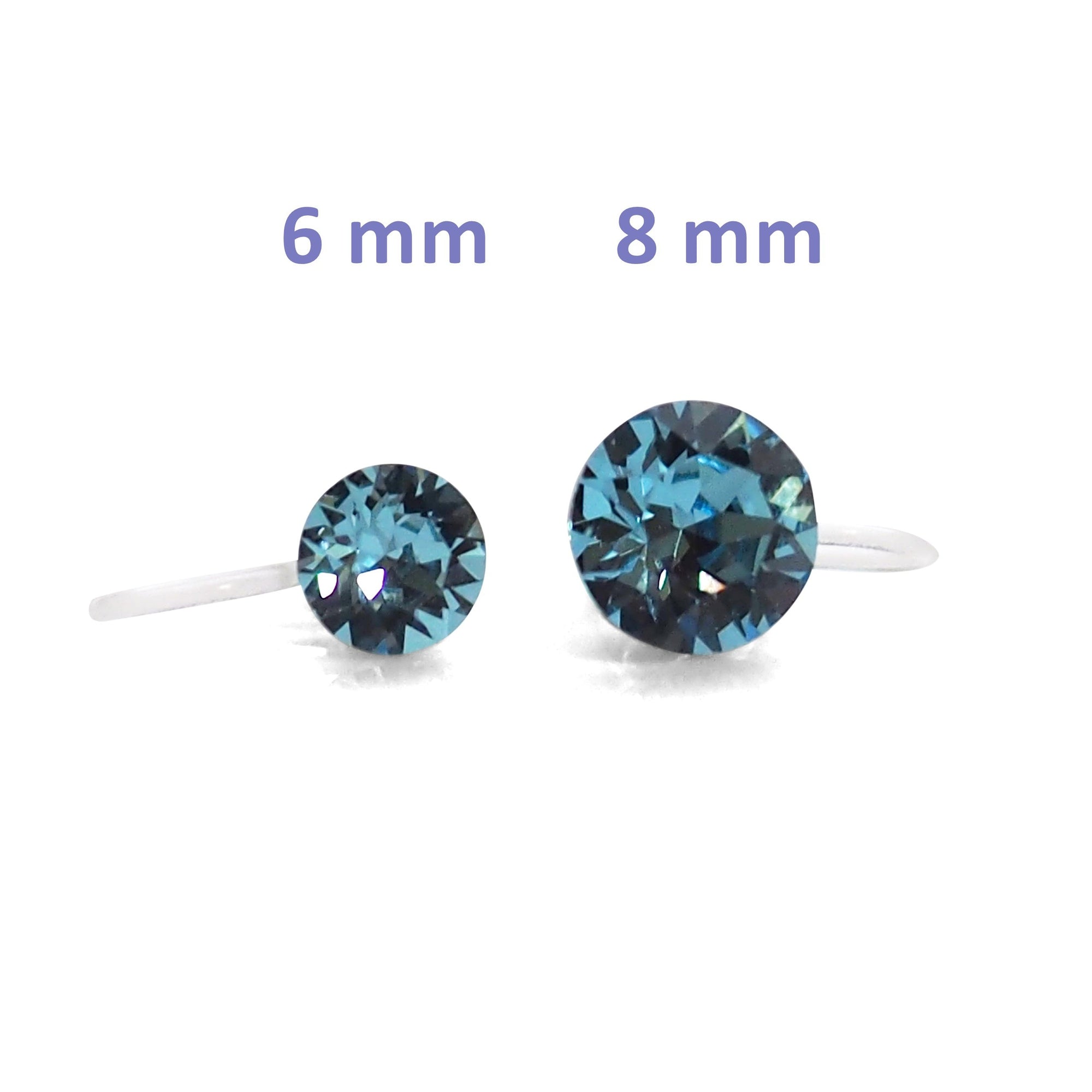 Aquamarin Swarovski crystal invisible clip on stud earrings - miyabigracejewelry.com