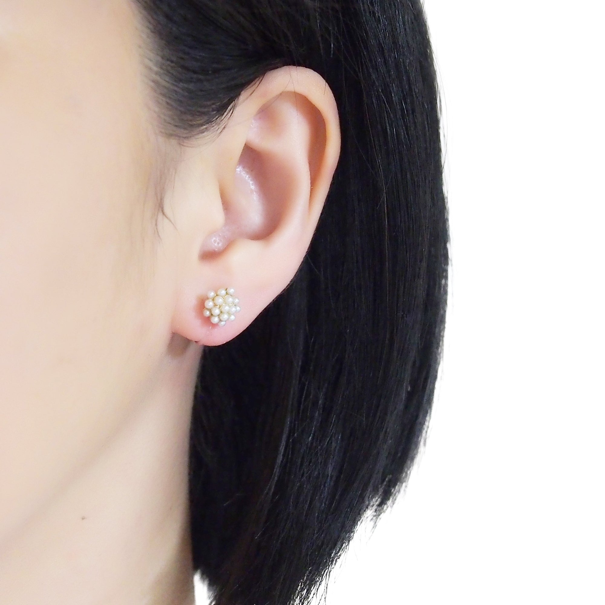 Beaded Small White Pearl Invisible Clip On Stud Earrings - miyabigracejewelry.com