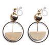 Beige Half Disk and Hoop Invisible Clip On Earrings - Miyabi Grace