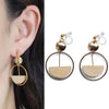 Beige Half Disk and Hoop Invisible Clip On Earrings - Miyabi Grace
