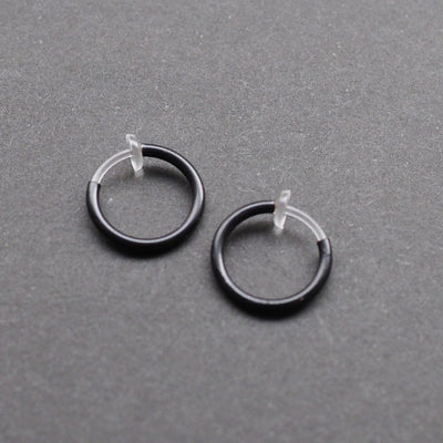 Black 12mm Invisible Clip On Earrings - Miyabi Grace