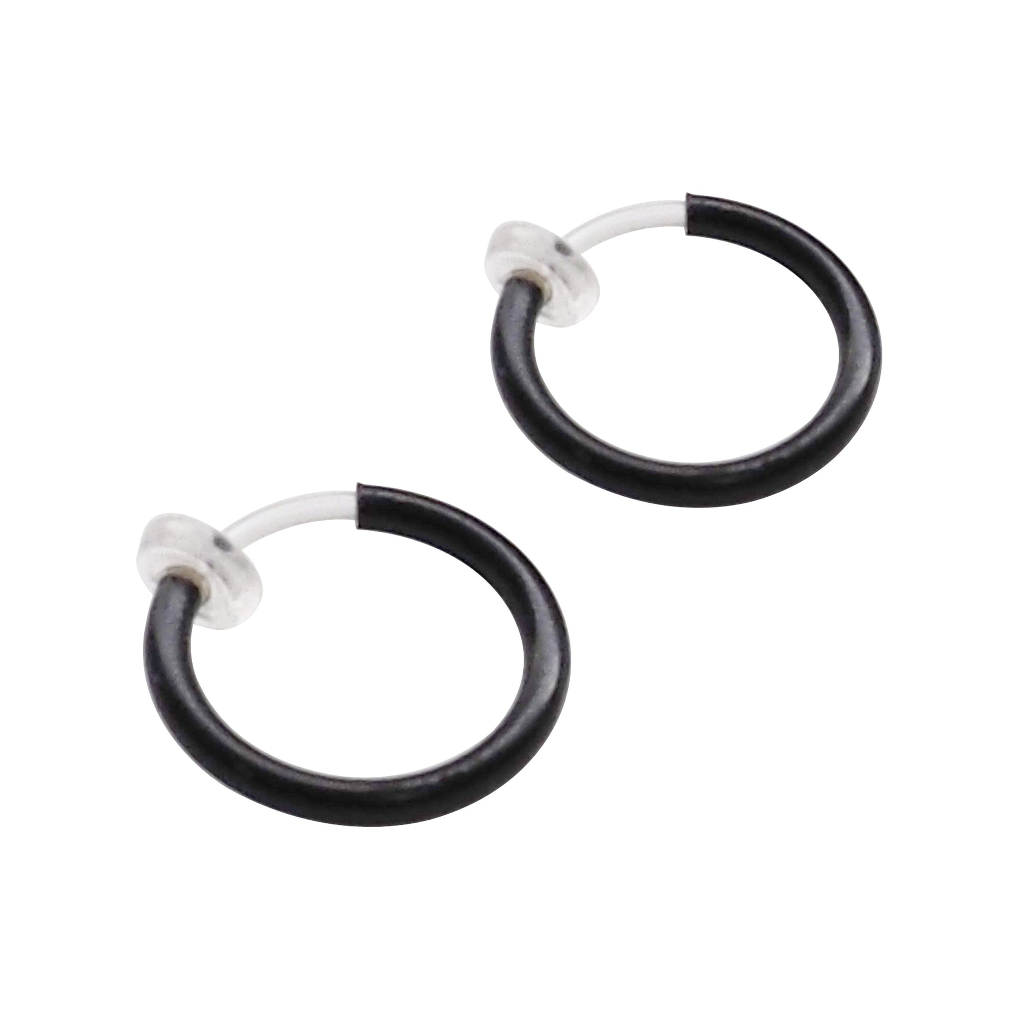 Black 12mm Invisible Clip On Earrings - Miyabi Grace