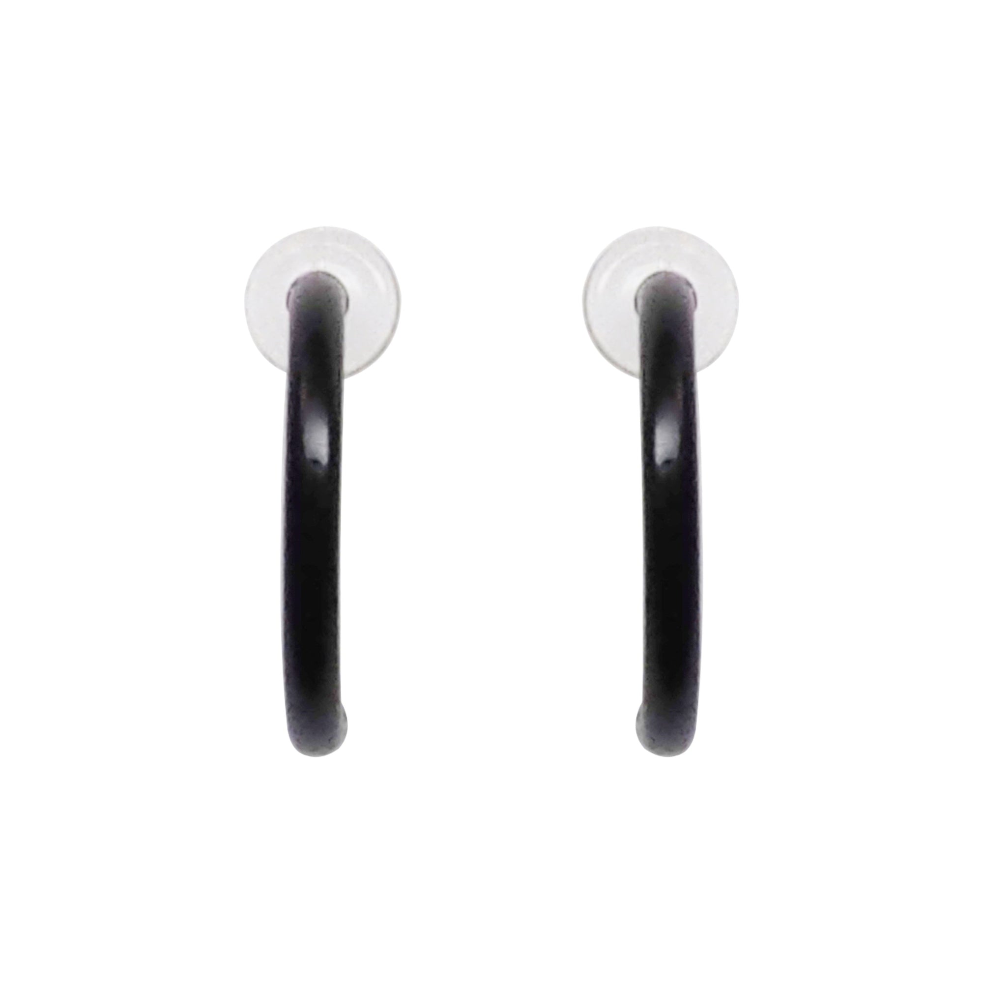 Black 12mm Invisible Clip On Earrings - Miyabi Grace
