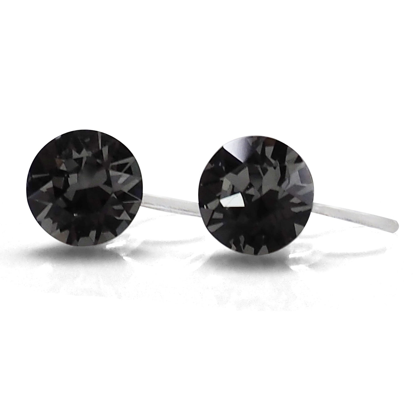 black diamond Swarovski crystal invisible clip on stud earrings