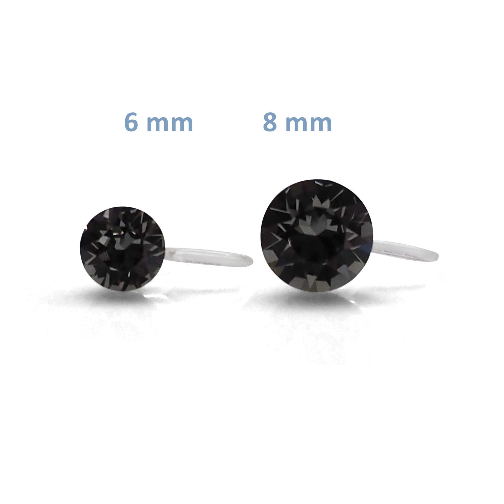 black diamond Swarovski crystal invisible clip on stud earrings - Miyabi Grace