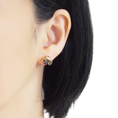 Black Rhinestone Invisible Clip On Stud Earrings - miyabigracejewelry.com