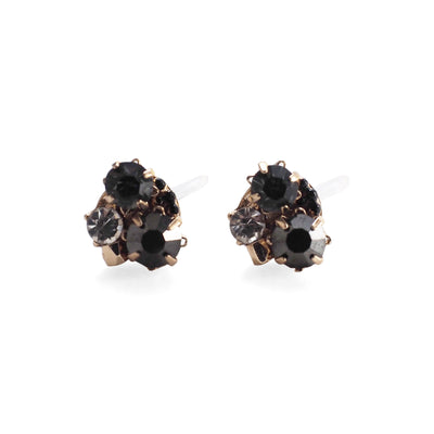 Black Rhinestone Invisible Clip On Stud Earrings - miyabigracejewelry.com