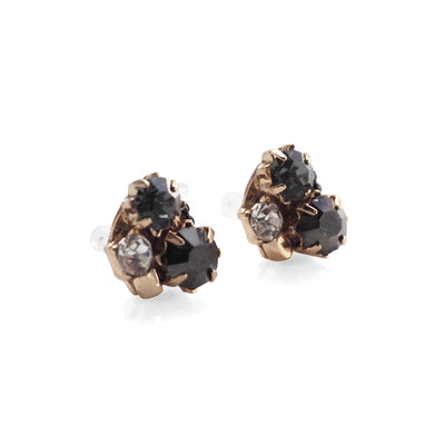 Black Rhinestone Invisible Clip On Stud Earrings - miyabigracejewelry.com
