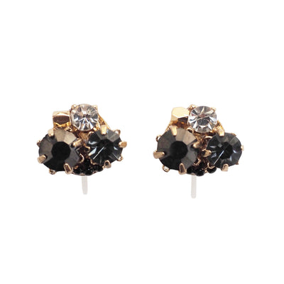 Black Rhinestone Invisible Clip On Stud Earrings - miyabigracejewelry.com