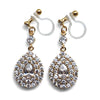 Bridal large teardrop cubic zirconia invisible clip on earrings ( gold tone ) - miyabigracejewelry.com