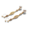 bridal dangle white pearl with crystal invisible clip on earrings - miyabigracejewelry.com
