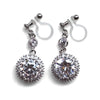 Round cubic zirconia invisible clip on earrings ( Silver tone ) - Miyabi Grace