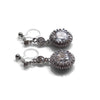 Round cubic zirconia invisible clip on earrings ( Silver tone ) - Miyabi Grace