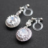 Round cubic zirconia invisible clip on earrings ( Silver tone ) - Miyabi Grace