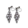 Diamond shape cubic zirconia invisible clip on earrings ( silver tone ) - miyabigracejewelry.com