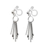 925 Sterling Silver Dangle Fringe Invisible Clip On Earrings - Miyabi Grace