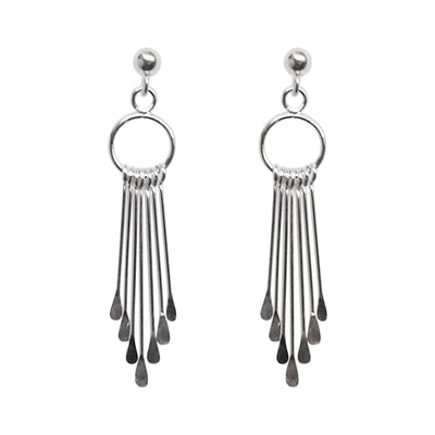 925 Sterling Silver Dangle Fringe Invisible Clip On Earrings - Miyabi Grace