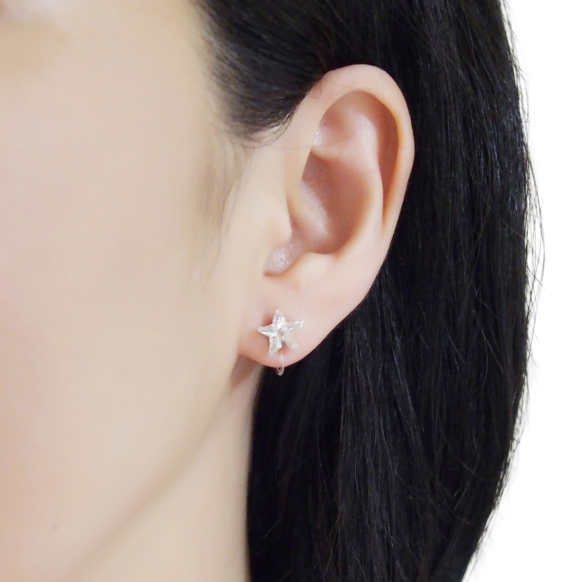 Star Swarovski crystal invisible clip on stud earrings - miyabigracejewelry.com