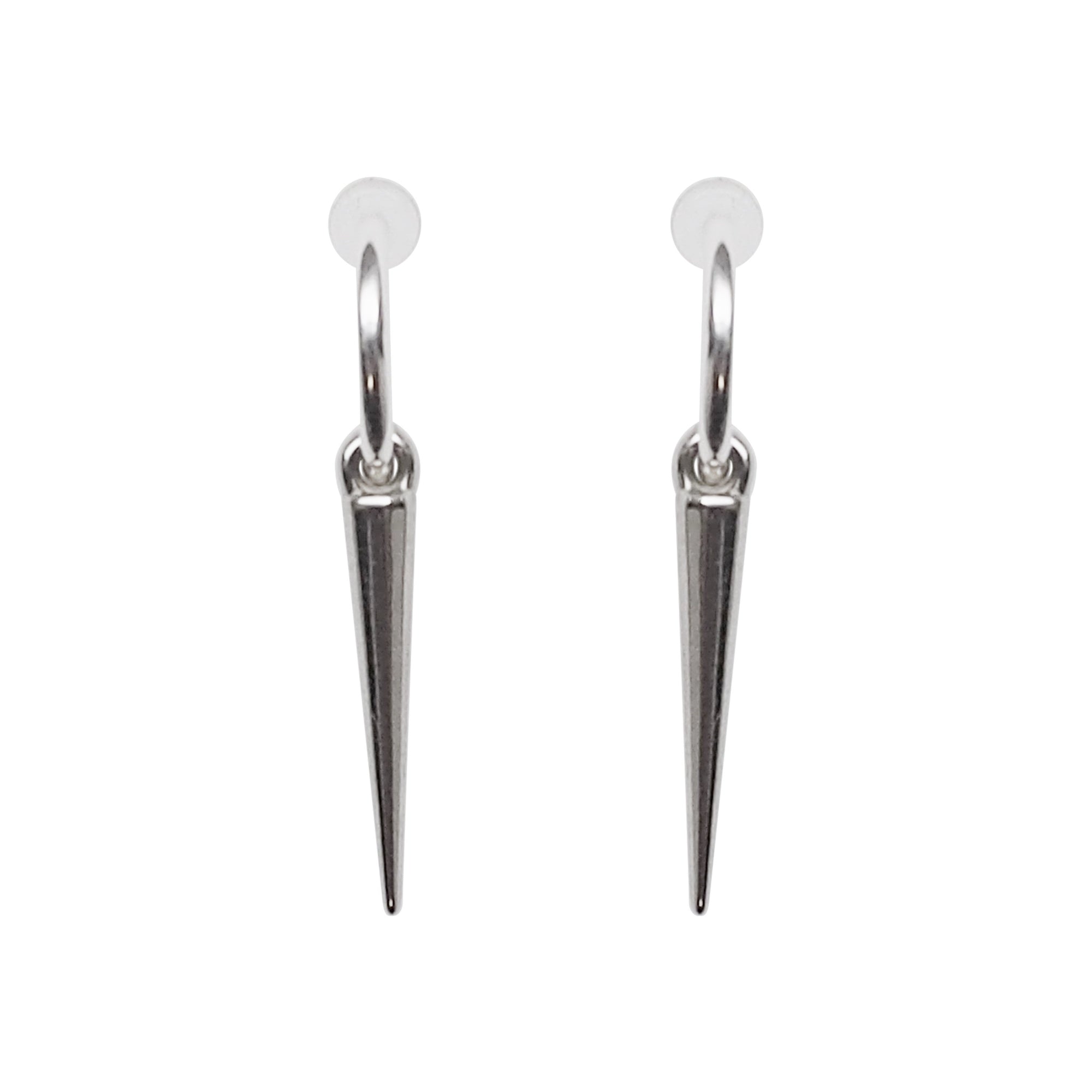 Silver Spike Resin Clip On Hoop Earrings - Miyabi Grace