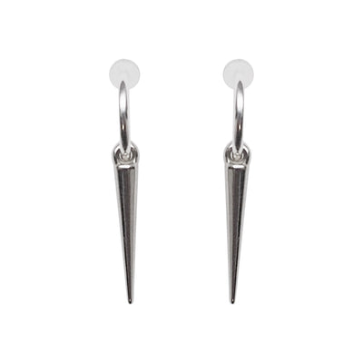 Silver Spike Resin Clip On Hoop Earrings - Miyabi Grace