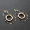 Beige wood hoop invisible clip on earrings - miyabigracejewelry.com