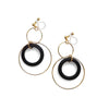 Black wood hoop invisible clip on earrings - miyabigracejewelry.com