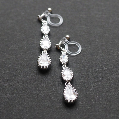 Bridal cubic zirconia invisible clip on earrings - miyabigracejewelry.com