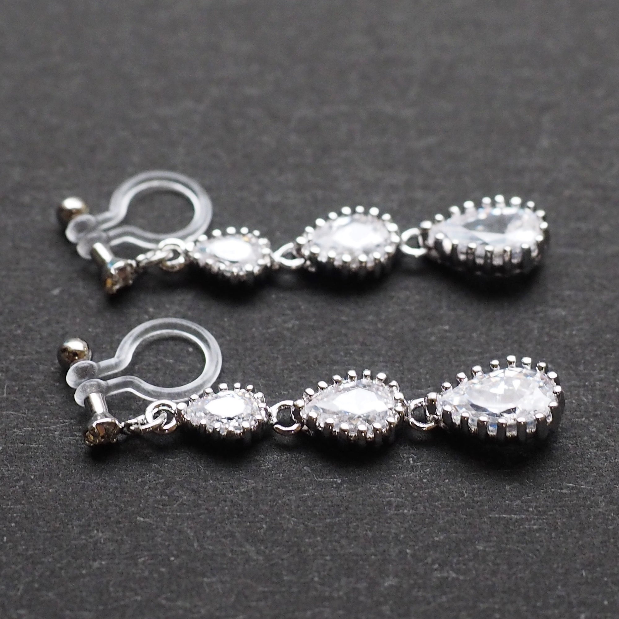 Bridal cubic zirconia invisible clip on earrings - miyabigracejewelry.com