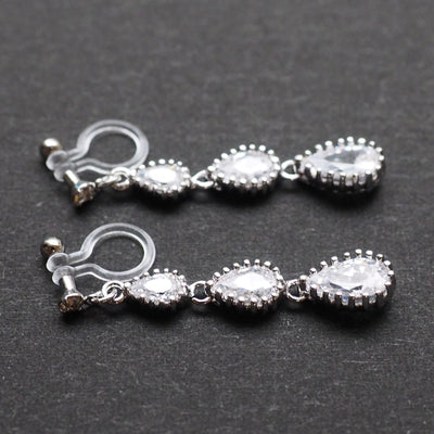 Bridal cubic zirconia invisible clip on earrings - miyabigracejewelry.com
