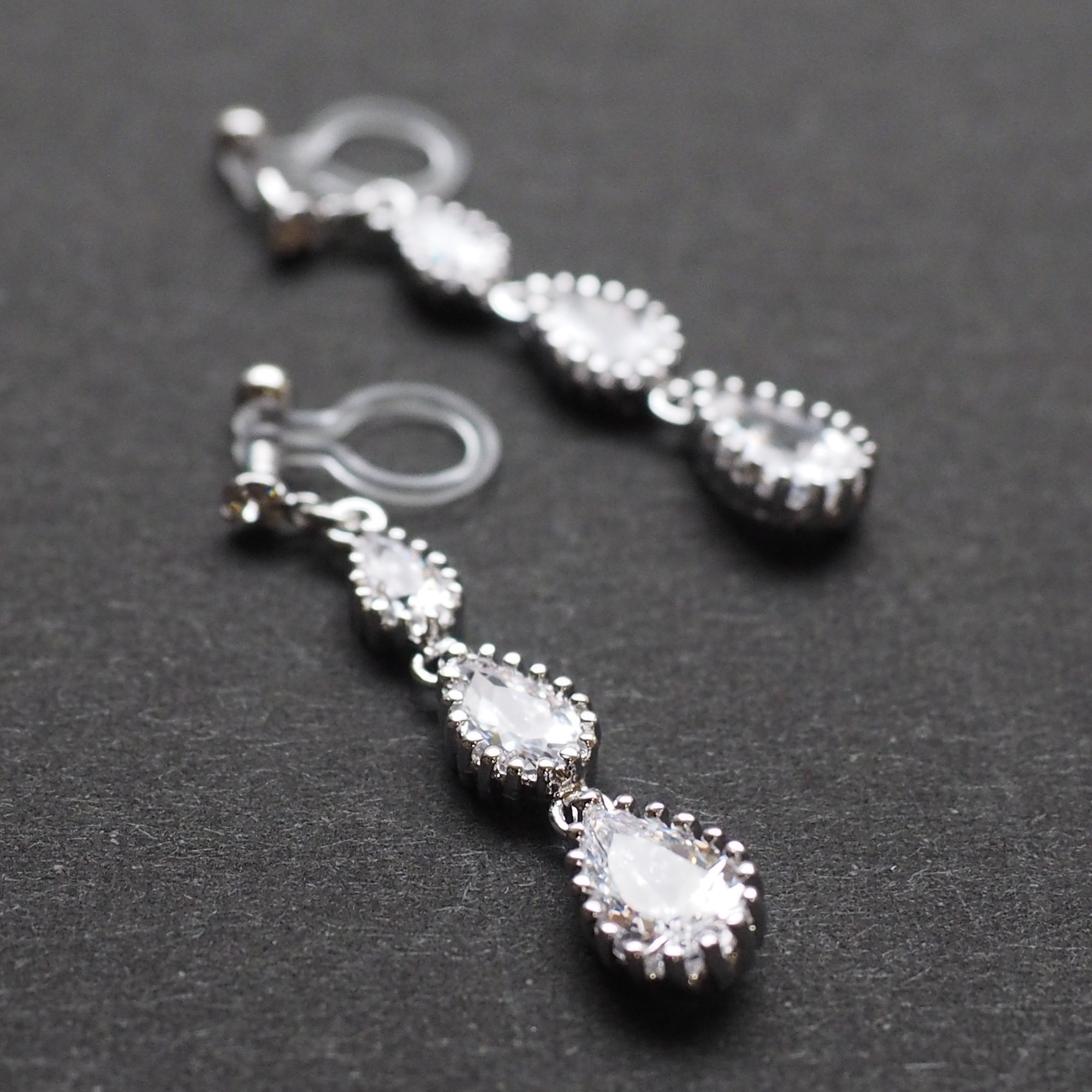 Bridal cubic zirconia invisible clip on earrings - miyabigracejewelry.com