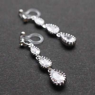 Bridal cubic zirconia invisible clip on earrings - miyabigracejewelry.com
