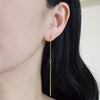 Metallic gold chain threader invisible clip on earrings - miyabigracejewelry.com