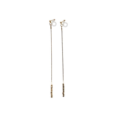 Dangle gold chain & beads invisible clip on earrings - Miyabi Grace