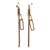 Gold chain and rectangular motif invisible clip on earrings - miyabigracejewelry.com