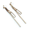 Gold chain and rectangular motif invisible clip on earrings - miyabigracejewelry.com