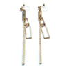 Gold chain and rectangular motif invisible clip on earrings - miyabigracejewelry.com