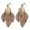 Gold four leaf filigree invisible clip on earrings - miyabigracejewelry.com