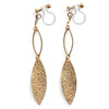 Gold textured metallic leaf invisible clip on earrings - miyabigracejewelry.com
